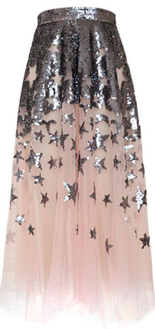 Sequined Star Gauze Skirt