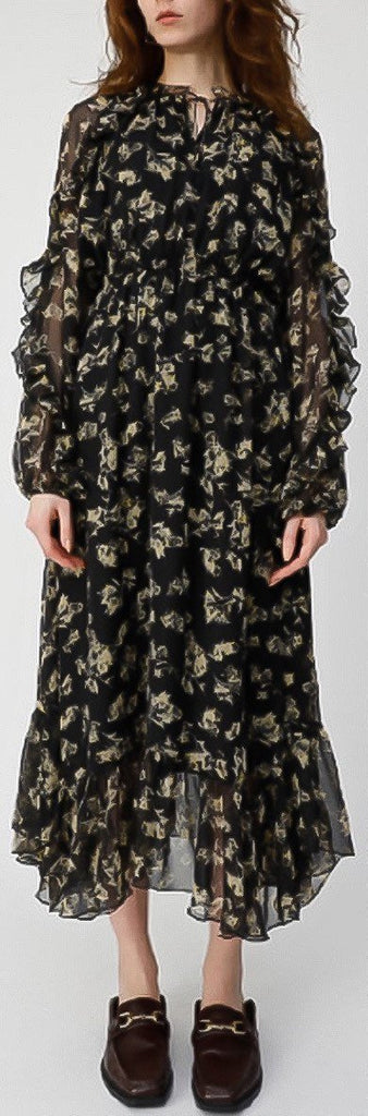 Ruffled Print Dress