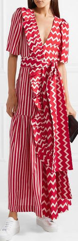 Ruffle-Trimmed Printed Maxi Dress
