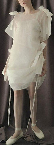 Ruched Tie Tulle Dress