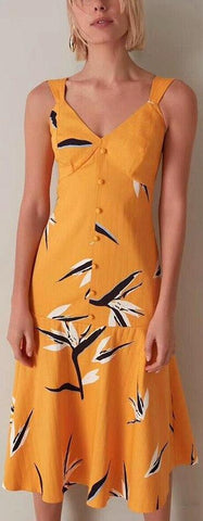 Button-Down Floral Print Dress