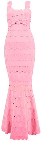 Scalloped Bandage Gown - Pink, Light Blue or Black