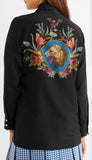 Black Pussy-Bow Printed Blouse