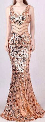 Embellished Sleeveless Gown - Gold or Black