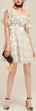 Ruffled Off-Shoulder Buttoned Lace Dress | DESIGNER INSPIRED FASHIONS