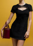 Black Cut-Out Tassel Trim Dress