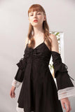 Ruched Flared Mini Dress with Separate Sleeves, Black or White - DESIGNER INSPIRED FASHIONS