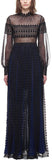 Balloon Sleeve Long Dress with Lace Panel Skirt - DESIGNER INSPIRED FASHIONS
