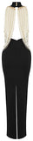 High-Neck Pearl Embellished Maxi Dress, Black