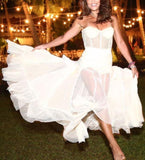 Corset Bustier Bandage Mesh Dress, White