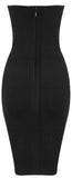 Black Strapless Bead-Fringed Bandage Dress