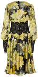 Long-Sleeve V-Sleeve Floral Print Dress - DESIGNER INSPIRED FASHIONS