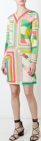 Long-Sleeved Printed Vintage Dress