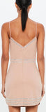 Nude Geometric Embellished  Mini Dress