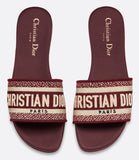 'Dway' Mule in Embroidered Cotton - Red or Blue
