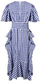Gingham Ruffle Dress - Pink or Blue