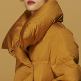 Asymmetric Paneled Duck-Down Puffer Coat - DESIGNER INSPIRED FASHIONS