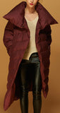 Asymmetric Paneled Duck-Down Puffer Coat in Red - DESIGNER INSPIRED FASHIONS