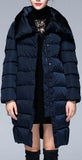 High-Collar Puffer Coat in Light Grey or Deep Blue - DESIGNER INSPIRED FASHIONS