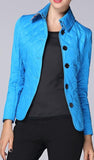 Diamond Quilted Jacket in Blue - DESIGNER INSPIRED FASHIONS