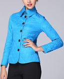 Diamond Quilted Jacket in Blue - DESIGNER INSPIRED FASHIONS