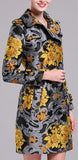 Gold Floral Printed Trench Coat - DESIGNER INSPIRED FASHIONS