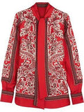 Paisley-Print Blouse, Red