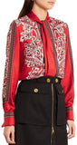 Paisley-Print Blouse, Red