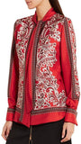 Paisley-Print Blouse, Red