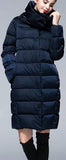 High-Collar Puffer Coat in Light Grey or Deep Blue - DESIGNER INSPIRED FASHIONS