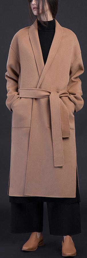 Robe-Wrap Wool Coat, Camel