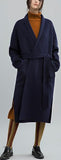 Robe-Wrap Wool Coat, Navy Blue or Army Green