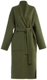 Robe-Wrap Wool Coat, Navy Blue or Army Green