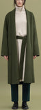 Robe-Wrap Wool Coat, Navy Blue or Army Green