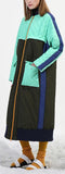 Color-Contrast Quilted Down Coat