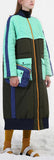Color-Contrast Quilted Down Coat