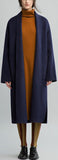 Robe-Wrap Wool Coat, Navy Blue or Army Green