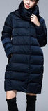 High-Collar Puffer Coat in Light Grey or Deep Blue - DESIGNER INSPIRED FASHIONS