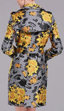 Gold Floral Printed Trench Coat - DESIGNER INSPIRED FASHIONS