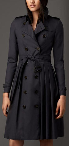 Pleated Trench Coat in Black - DESIGNER INSPIRED FASHIONS