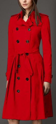 Pleated Trench Coat in Red - DESIGNER INSPIRED FASHIONS