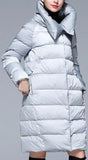 High-Collar Puffer Coat in Light Grey or Deep Blue - DESIGNER INSPIRED FASHIONS