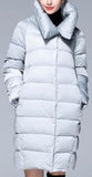 High-Collar Puffer Coat in Light Grey or Deep Blue - DESIGNER INSPIRED FASHIONS