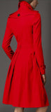Pleated Trench Coat in Red - DESIGNER INSPIRED FASHIONS