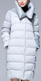 High-Collar Puffer Coat in Light Grey or Deep Blue - DESIGNER INSPIRED FASHIONS