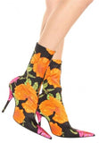 Floral Satin Pointed Toe Bootie