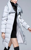 High-Collar Puffer Coat in Light Grey or Deep Blue - DESIGNER INSPIRED FASHIONS