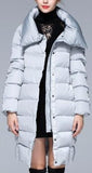 High-Collar Puffer Coat in Light Grey or Deep Blue - DESIGNER INSPIRED FASHIONS