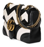 GG Marmont Chevron Shoulder Bag Black/White - DESIGNER INSPIRED FASHIONS