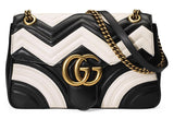 GG Marmont Chevron Shoulder Bag Black/White - DESIGNER INSPIRED FASHIONS